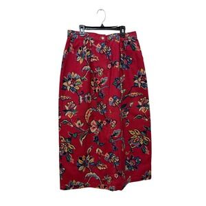 Willowbend Floral Tapestry Midi Skirt - Red Cottagecore‎ Prairiecore
